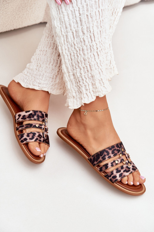 gelijk aan Damespantoffels Ze gouden kleurm Detalem met luipaardbontpatronen Noroti gelijk aan Damespantoffels Ze gouden kleurm Detalem met luipaardbontpatronen Noroti