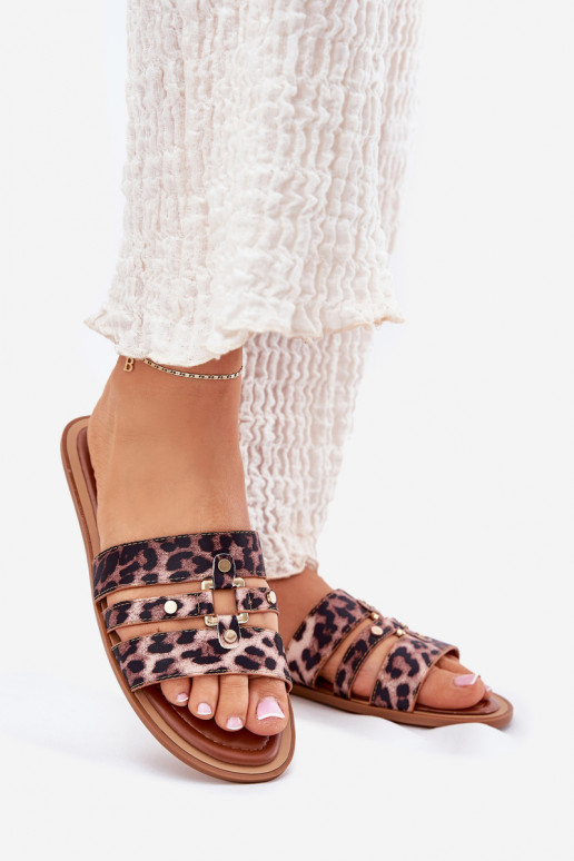 gelijk aan Damespantoffels Ze gouden kleurm Detalem met luipaardbontpatronen Noroti gelijk aan Damespantoffels Ze gouden kleurm Detalem met luipaardbontpatronen Noroti