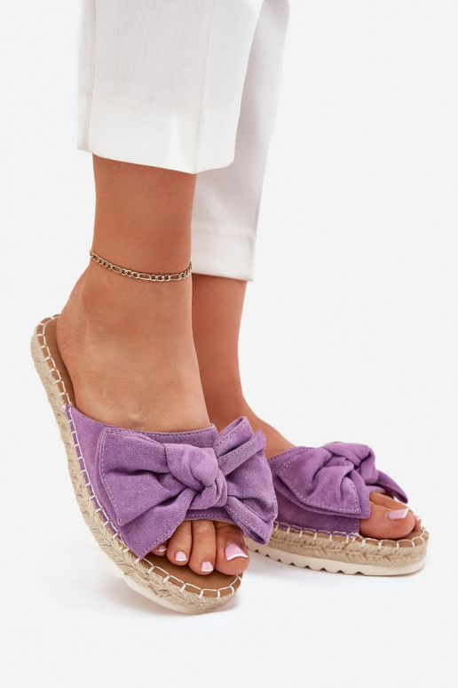 Damespantoffels met platform Met Vlecht I Kokardką Paars Alpireda Damespantoffels met platform Met Vlecht I Kokardką Paars Alpireda