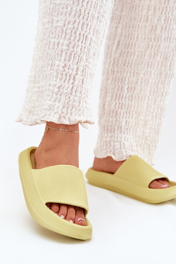 Dames LichtgeInicht teenslippers van schuim Op dikke zool Limoen Querceria