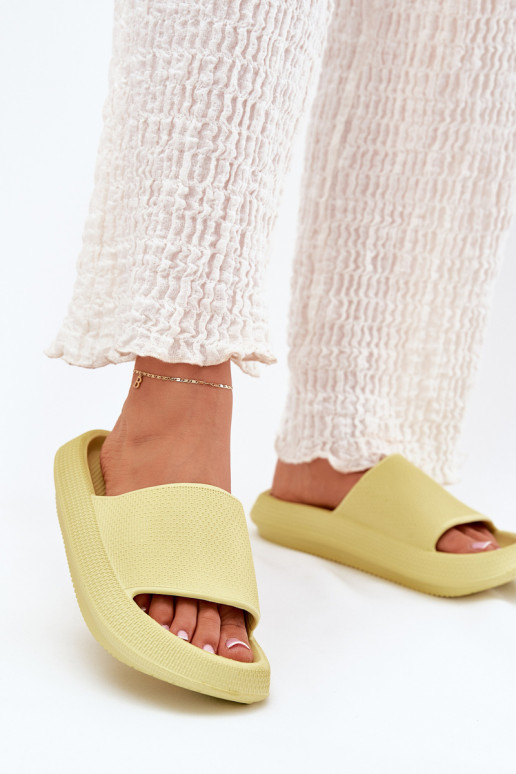 Dames LichtgeInicht teenslippers van schuim Op dikke zool Limoen Querceria