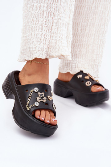 LichtgeInicht pantoffels Damespantoffels met platform Ze gouden kleurmi Przypinkami zInart Ivoriel