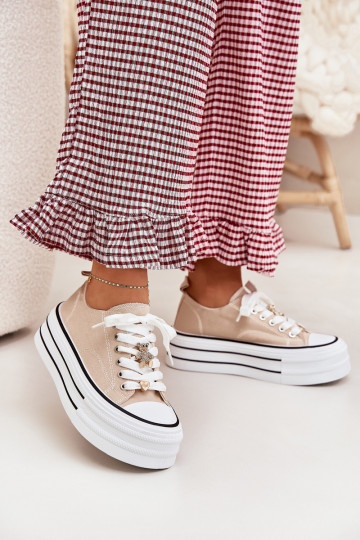 Vrijetijdsschoenen met platform Ze gouden kleurmi Przypinkami beige Fiorina