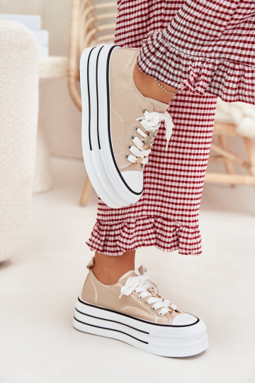 Vrijetijdsschoenen met platform Ze gouden kleurmi Przypinkami beige Fiorina 2