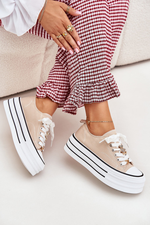 Vrijetijdsschoenen met platform Ze gouden kleurmi Przypinkami beige Fiorina Vrijetijdsschoenen met platform Ze gouden kleurmi Przypinkami beige Fiorina
