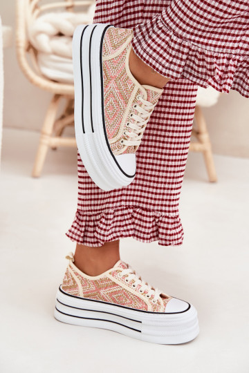 Roze lage casual schoenen "Melina" met platform 2