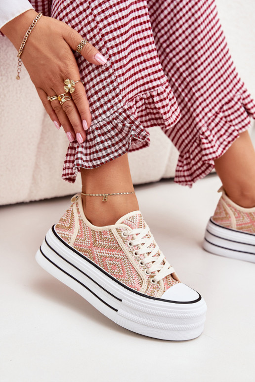 Laag Vrijetijdsschoenen met platform roze Melina