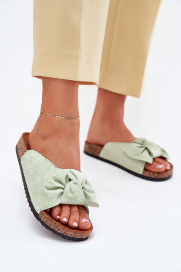 Damespantoffels Op een kurkzool Kokardką mint kleuren Seressa 2