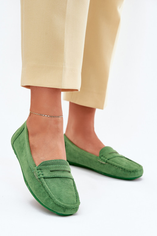 Elegante suède mocassins groene kleur Lenvie