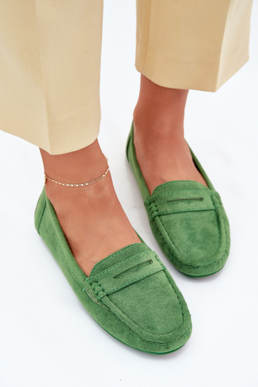 Elegante suède mocassins groene kleur Lenvie