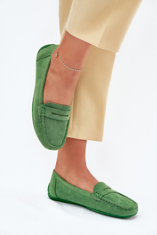 Elegante suède mocassins groene kleur Lenvie
