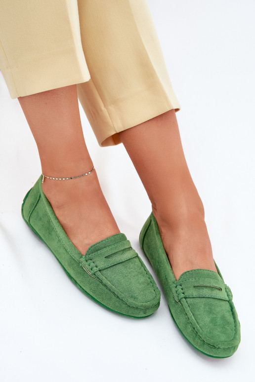 Elegante suède mocassins groene kleur Lenvie