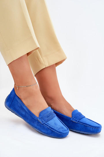 Elegante suède mocassins kobalt blauIn Lenvie