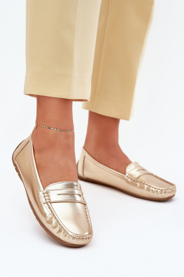 Dames Eko Leer Mocassins gouden kleur Lenvie