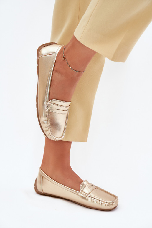 Dames Eko Leer Mocassins gouden kleur Lenvie