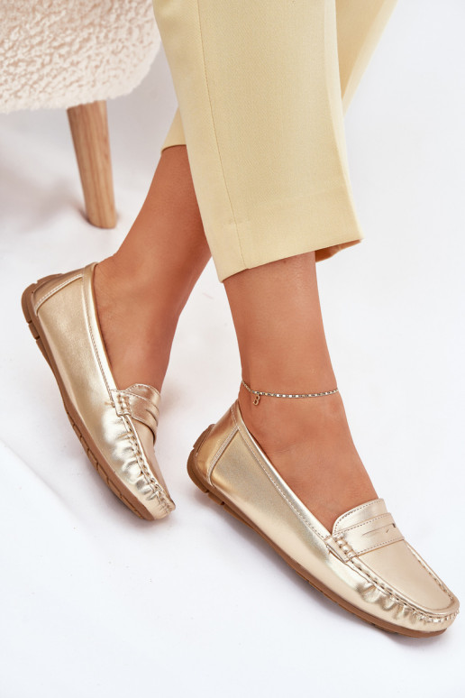 Dames Eko Leer Mocassins gouden kleur Lenvie
