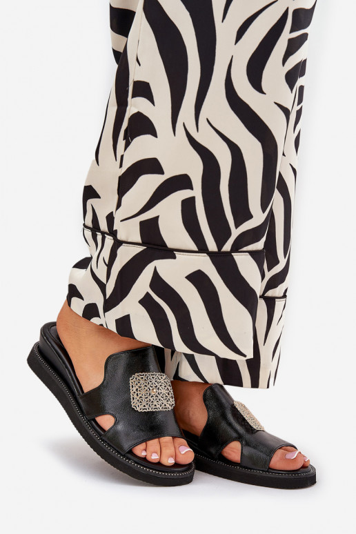 Zwarte slippers voor dames met...