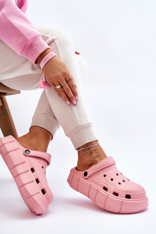 Damesschuimplatform Crocs roze Beckett