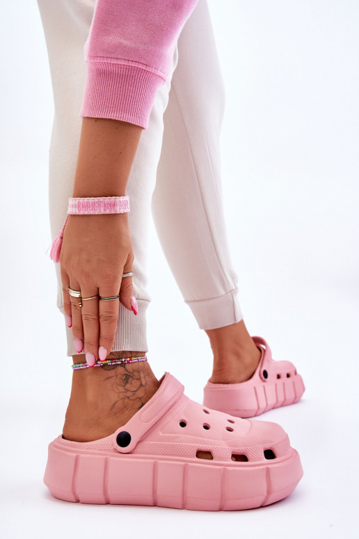 Damesschuimplatform Crocs roze Beckett