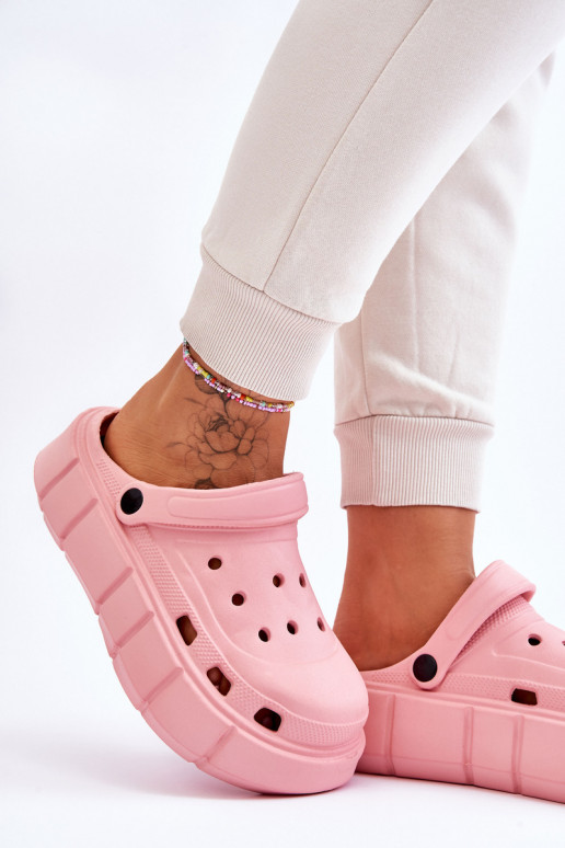 Damesschuimplatform Crocs roze Beckett