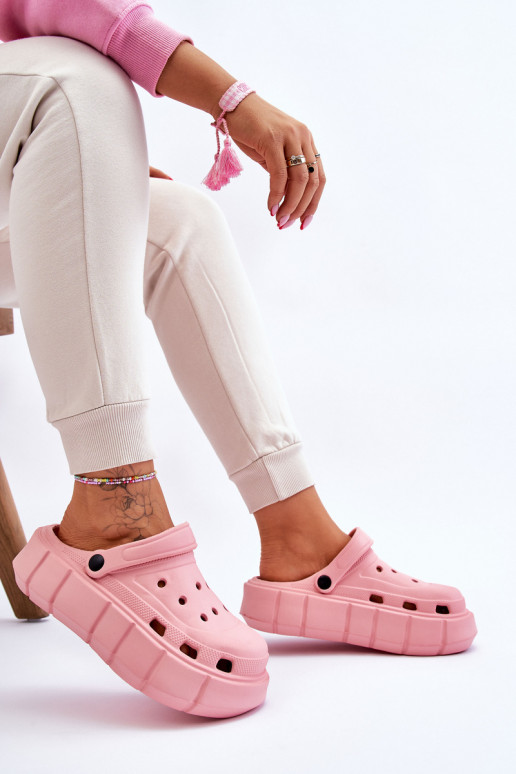 Damesschuimplatform Crocs roze Beckett