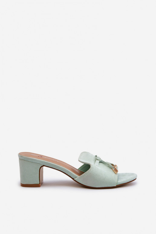Damespantoffels Z van eco-suèdeu met hakken mint kleuren Jemenna Damespantoffels Z van eco-suèdeu met hakken mint kleuren Jemenna