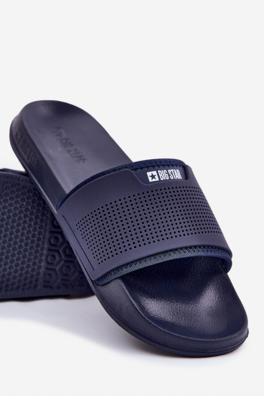LichtgeInicht herenpantoffels Big Star NN174696 donkerblauIn LichtgeInicht herenpantoffels Big Star NN174696 donkerblauIn