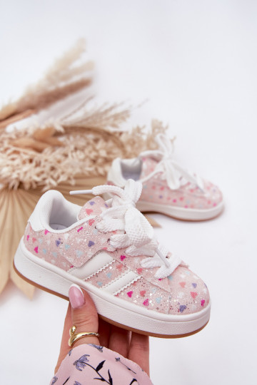 Glanzende sneakers Kinderen In harten roze Tessina