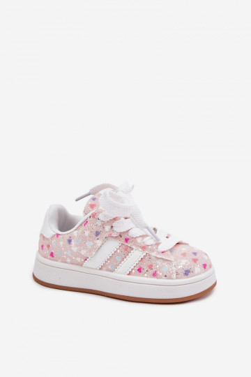 Glanzende kindersportschoenen met hartjes roze Tessina 2