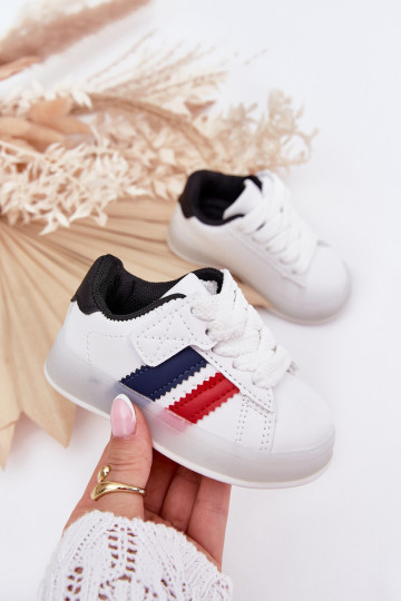 Kindersport schoenen "Sneakers" model met glinsterende zool, wit-zwart "Arielle"