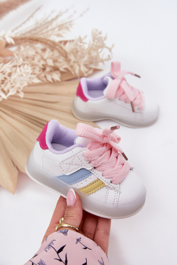 Kindersport schoenen "Sneakers" model met glinsterende zool, wit-roze "Arielle"
