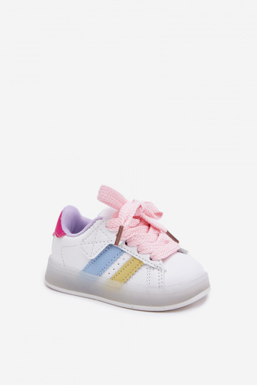 Kindersport schoenen "Sneakers" model met glinsterende zool, wit-roze "Arielle" 2