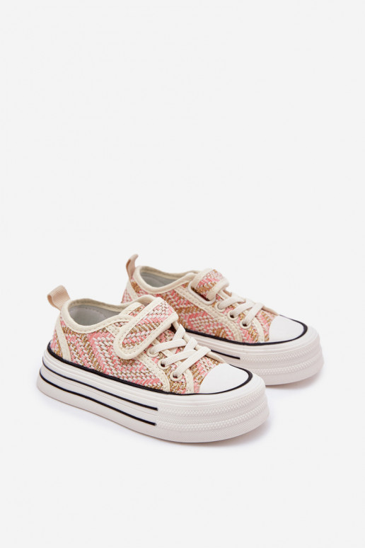 Kinderen vrijetijdsschoenen met zelfklevende bevestigingsmiddelen roze Zelina