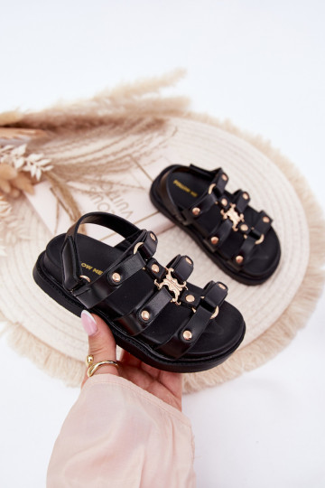 Kindersandalen met gouden details, zwart "Lunessa"