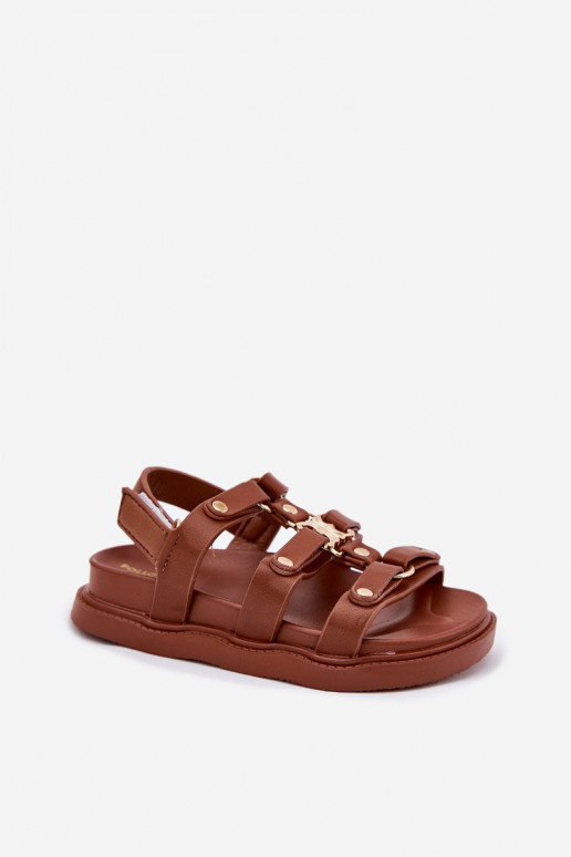 Kinderen sandalen Ze gouden kleurm Detalem bruine kleur Lunessa