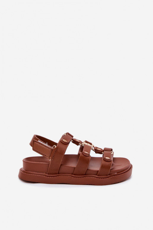 Kinderen sandalen Ze gouden kleurm Detalem bruine kleur Lunessa