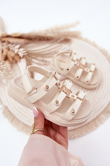 Kinderen sandalen Ze gouden kleurm Detalem beige Lunessa