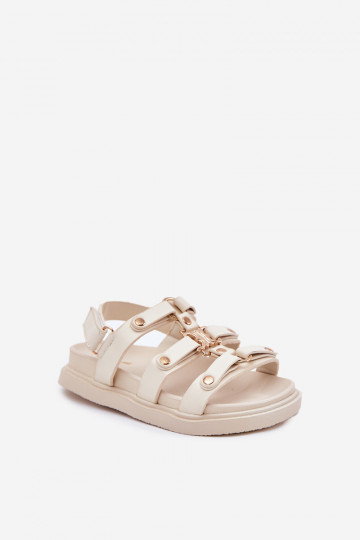 Kindersandalen in goudkleur met zandkleurige details Lunessa 2