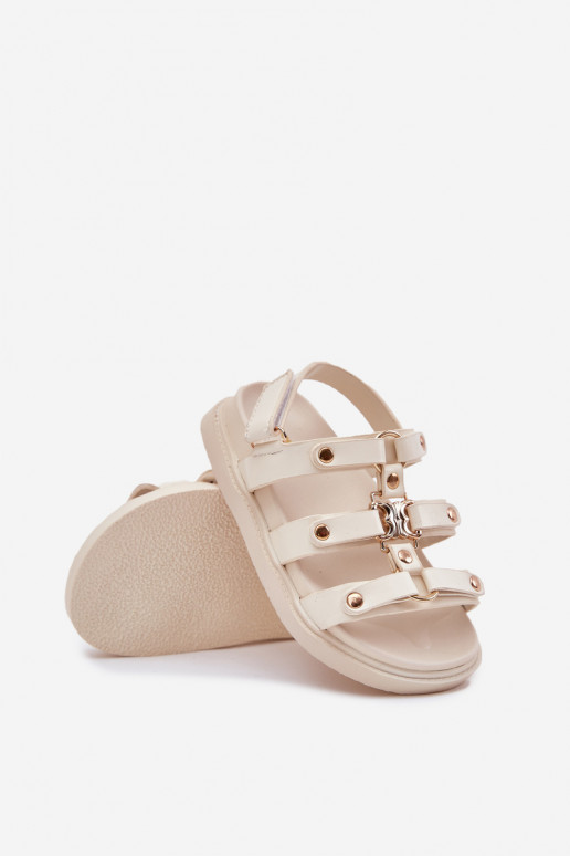 Kinderen sandalen Ze gouden kleurm Detalem beige Lunessa