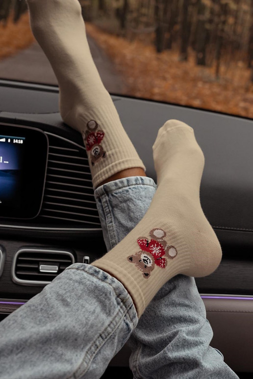 Sokken Dames teddyberen In SIneterku beige Sokken Dames teddyberen In SIneterku beige