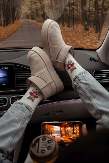 Sokken Dames teddyberen In SIneterku ivoor