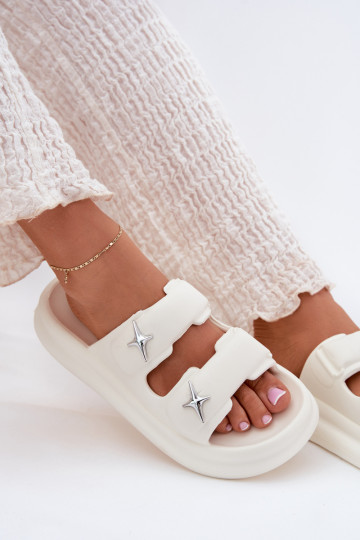 LichtgeInicht pantoffels Damespantoffels met platform ivoor FaloInena