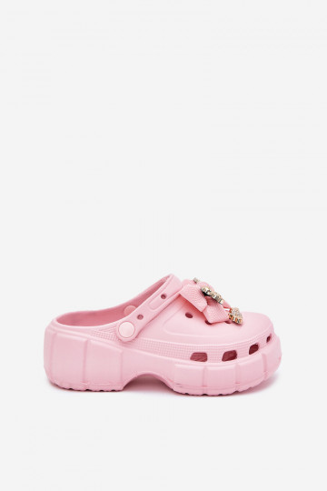 Slippers Kinderen Kinderen LichtgeInicht pantoffels met linten I Ozdobami roze Selvana 2