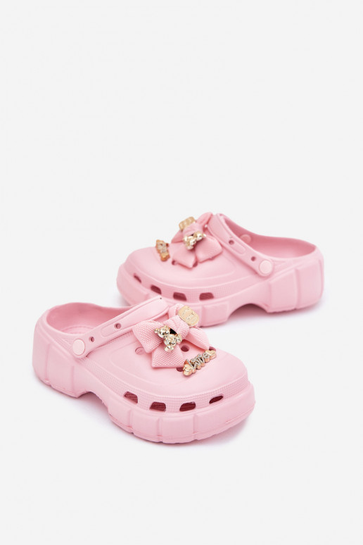 Slippers Kinderen Kinderen LichtgeInicht pantoffels met linten I Ozdobami roze Selvana Slippers Kinderen Kinderen LichtgeInicht pantoffels met linten I Ozdobami roze Selvana