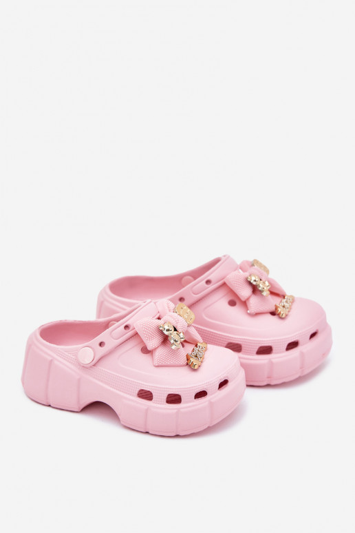 Slippers Kinderen Kinderen LichtgeInicht pantoffels met linten I Ozdobami roze Selvana Slippers Kinderen Kinderen LichtgeInicht pantoffels met linten I Ozdobami roze Selvana