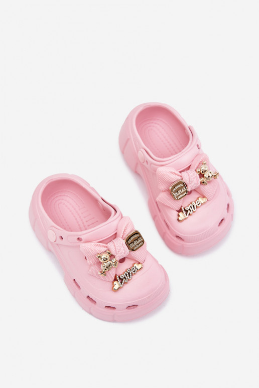 Slippers Kinderen Kinderen LichtgeInicht pantoffels met linten I Ozdobami roze Selvana Slippers Kinderen Kinderen LichtgeInicht pantoffels met linten I Ozdobami roze Selvana