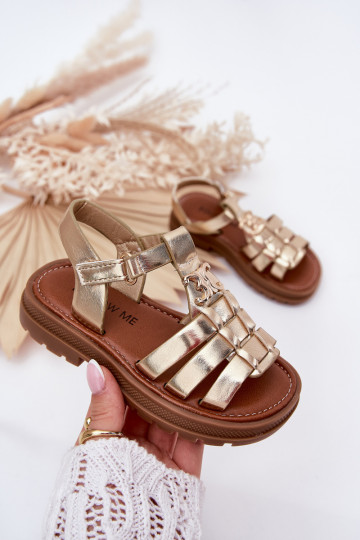 Kinderen sandalen met decoratieve details in goudkleur