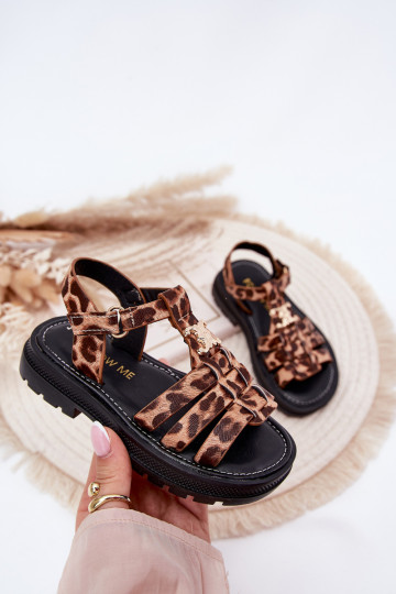 Kinderen sandalen met decoratieve details en luipaardprint