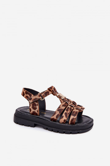 Kinderen sandalen met decoratieve details en luipaardprint 2