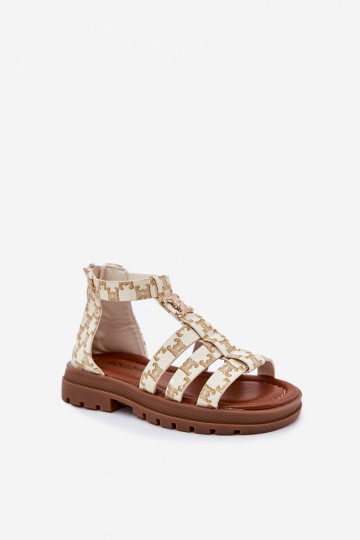Kinderen sandalen Gladiator Ze gouden kleurm Detalem beige Vesira 2